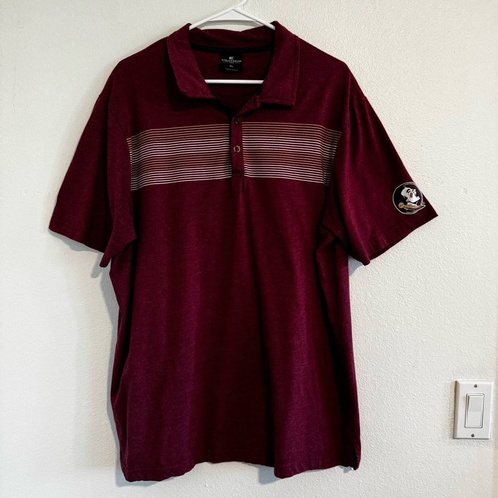 Colosseum Maroon Polo Shirt Size XL